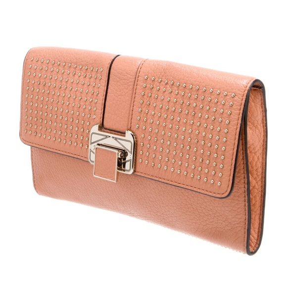 SALE 💋 • NWOT Rebecca Minkoff • Studded Salmon Clutch - Picture 1 of 8